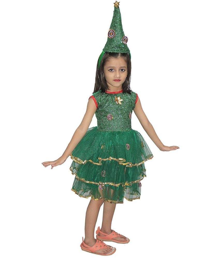 Kaku Fancy Dresses Christmas Tree Girl Costume - for Girls, Green, 7-8 Years     			Kaku Fancy Dresses Christmas Tree Girl Costume - for Girls, Green, 7-8 Years