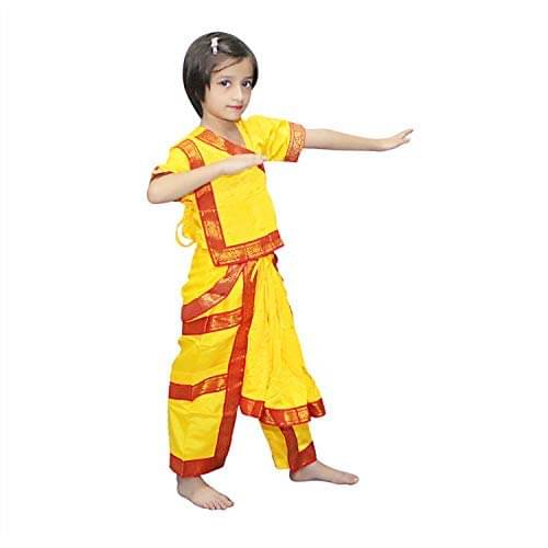 Kaku Fancy Dresses Ethnic Bharatnatyam Dance Costume -Yellow , 5-6 Years, For Girls Kaku Fancy Dresses Ethnic Bharatnatyam Dance Costume -Yellow , 5-6 Years, For Girls