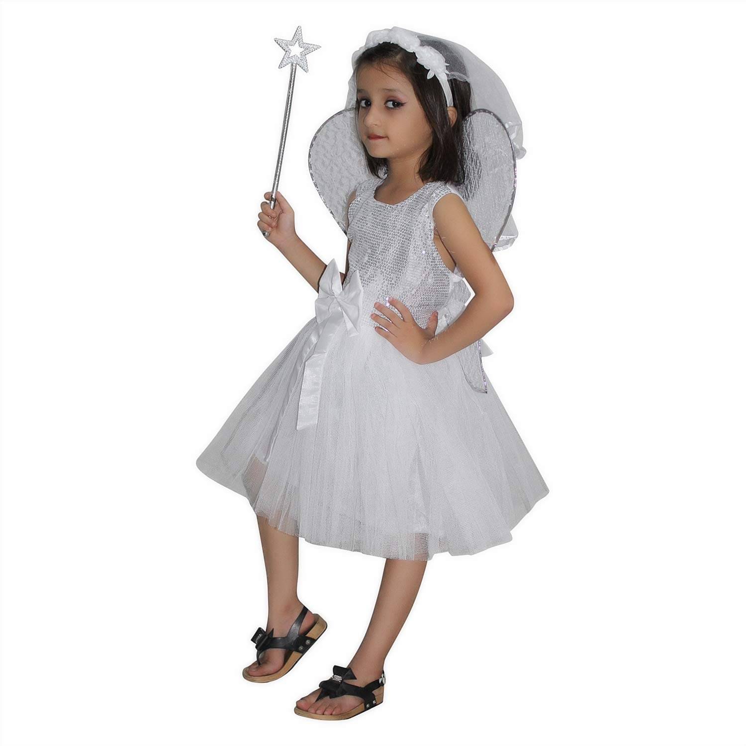 Kaku Fancy Dresses Fairy Costume For Girls | Fairy Dress For Kids -White, 3-4 Years, For Girls Kaku Fancy Dresses Fairy Costume For Girls | Fairy Dress For Kids -White, 3-4 Years, For Girls