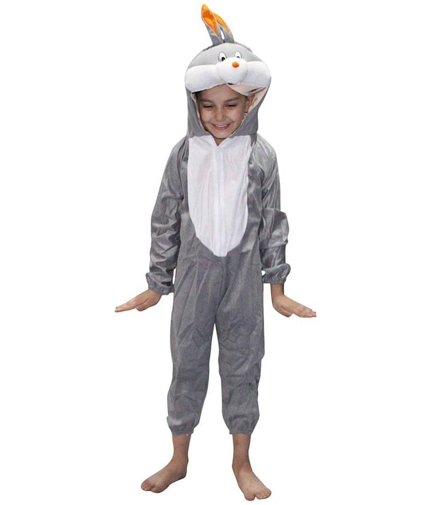     			Kaku Fancy Dresses Rabbit Bunny Cartoon Costume -Grey, 3-4 Years, For Boys & Girls