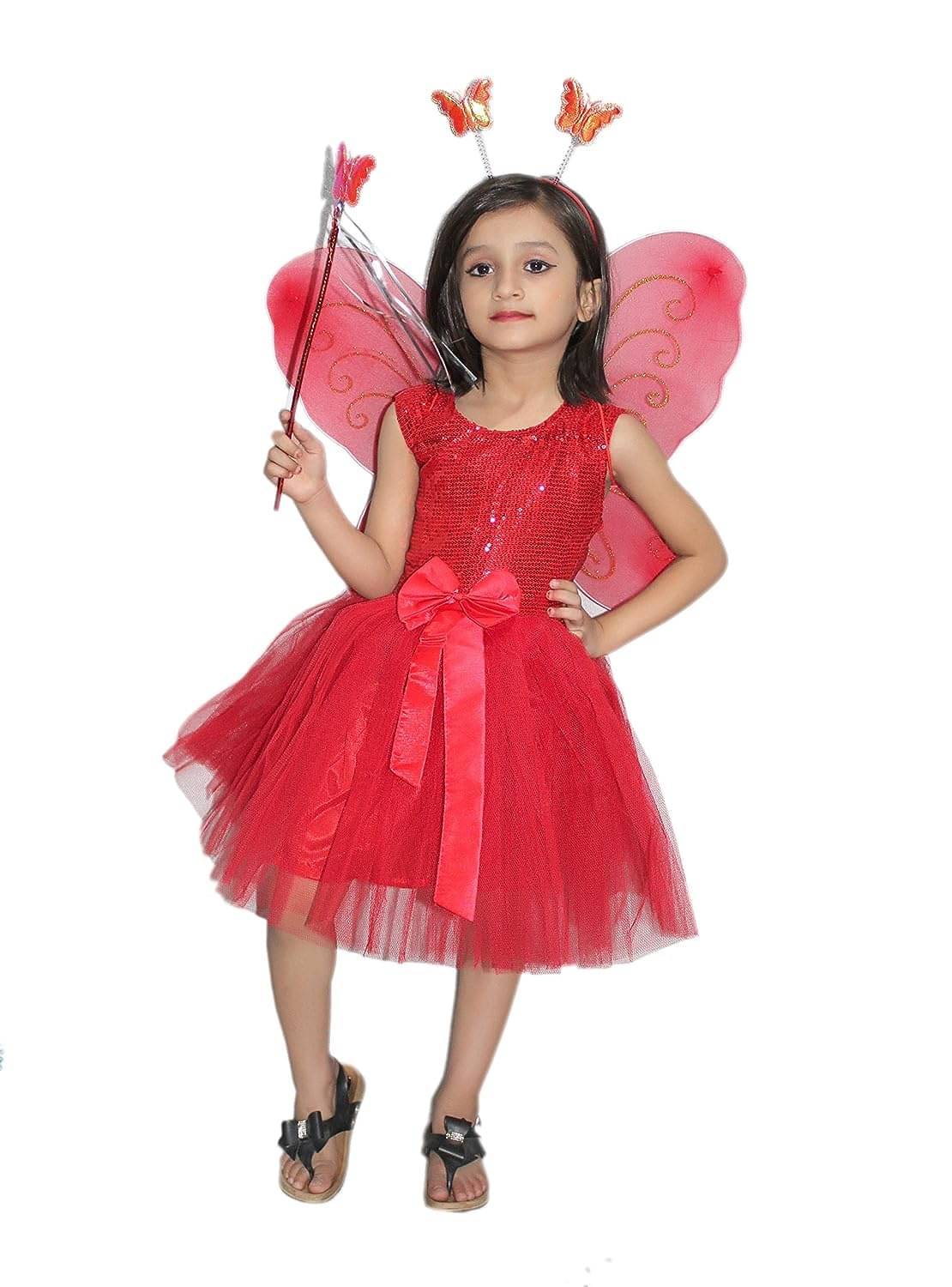 Kaku Fancy Dresses Red Butterfly Insect Costume -Red, 3-4 Years, For Girls Kaku Fancy Dresses Red Butterfly Insect Costume -Red, 3-4 Years, For Girls