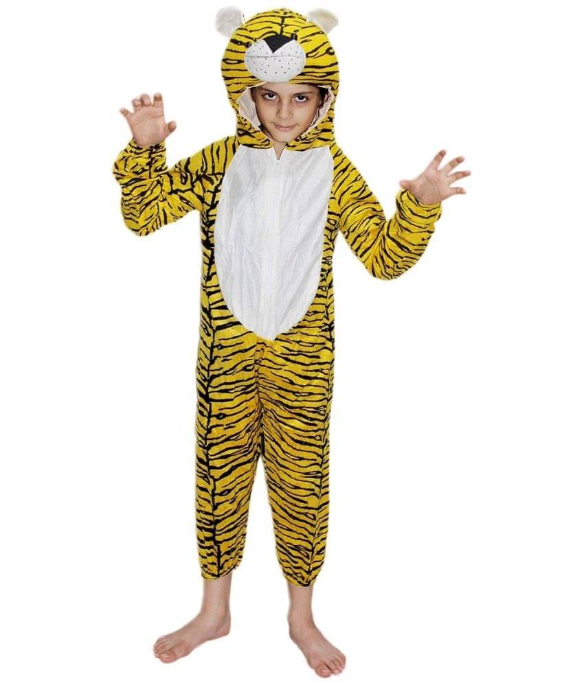     			Kaku Fancy Dresses Tiger Wild Animal Costume For Kids - Yellow, 7 - 8 Years | Animal Fancy Dress For Boys & Girls