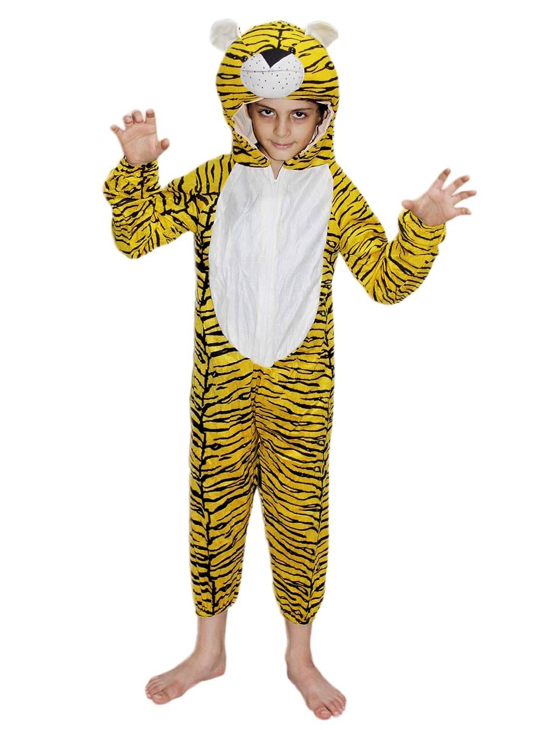 Kaku Fancy Dresses Tiger Wild Animal Costume For Kids - Yellow, 3 - 4 Years | Animal Fancy Dress For Boys & Girls Kaku Fancy Dresses Tiger Wild Animal Costume For Kids - Yellow, 3 - 4 Years | Animal Fancy Dress For Boys & Girls