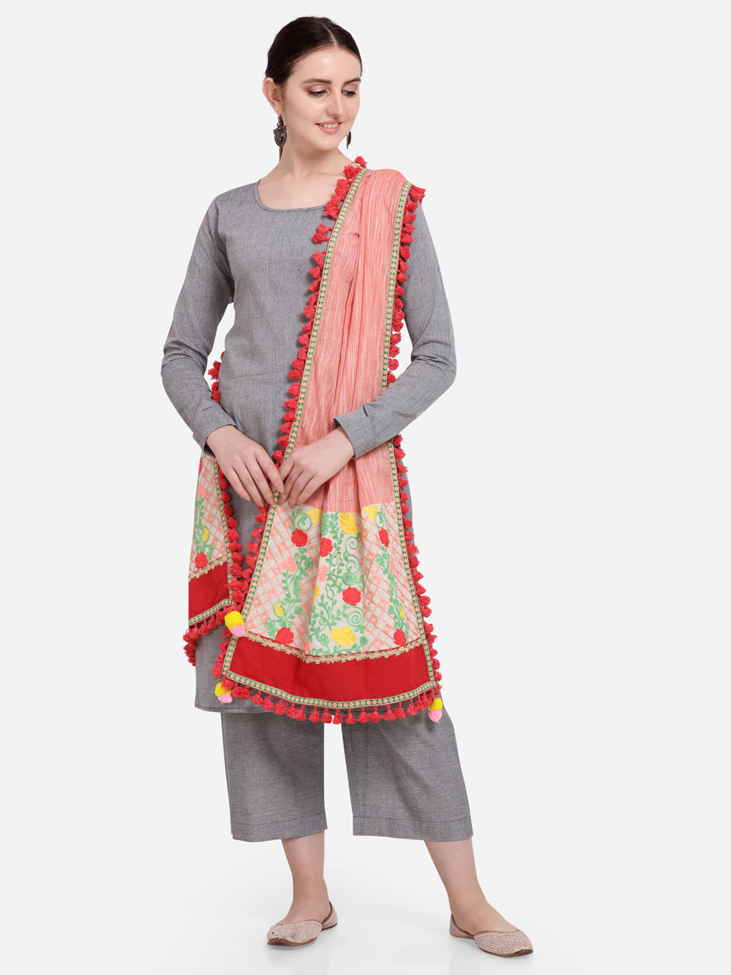 MESMORA - Peach Cotton Women's Dupatta - ( Pack of 1 ) - Dupattas & Shawls | Buy online on ZillyBuy
