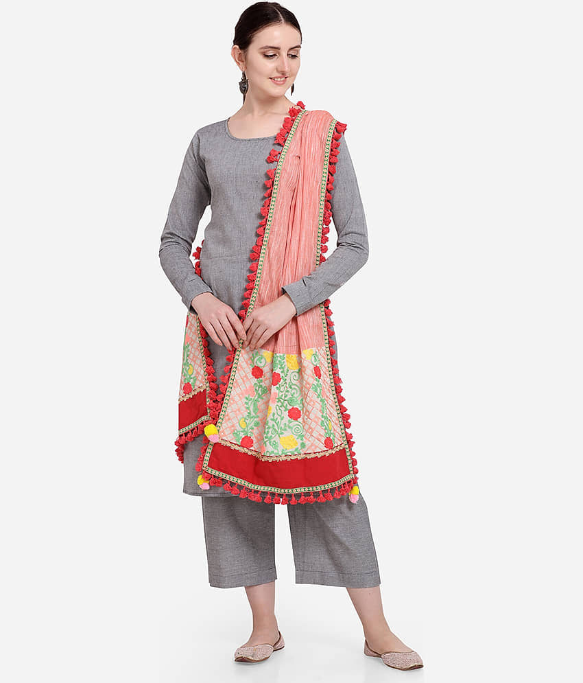 MESMORA - Peach Cotton Women's Dupatta - ( Pack of 1 ) - Dupattas & Shawls | Buy online on ZillyBuy