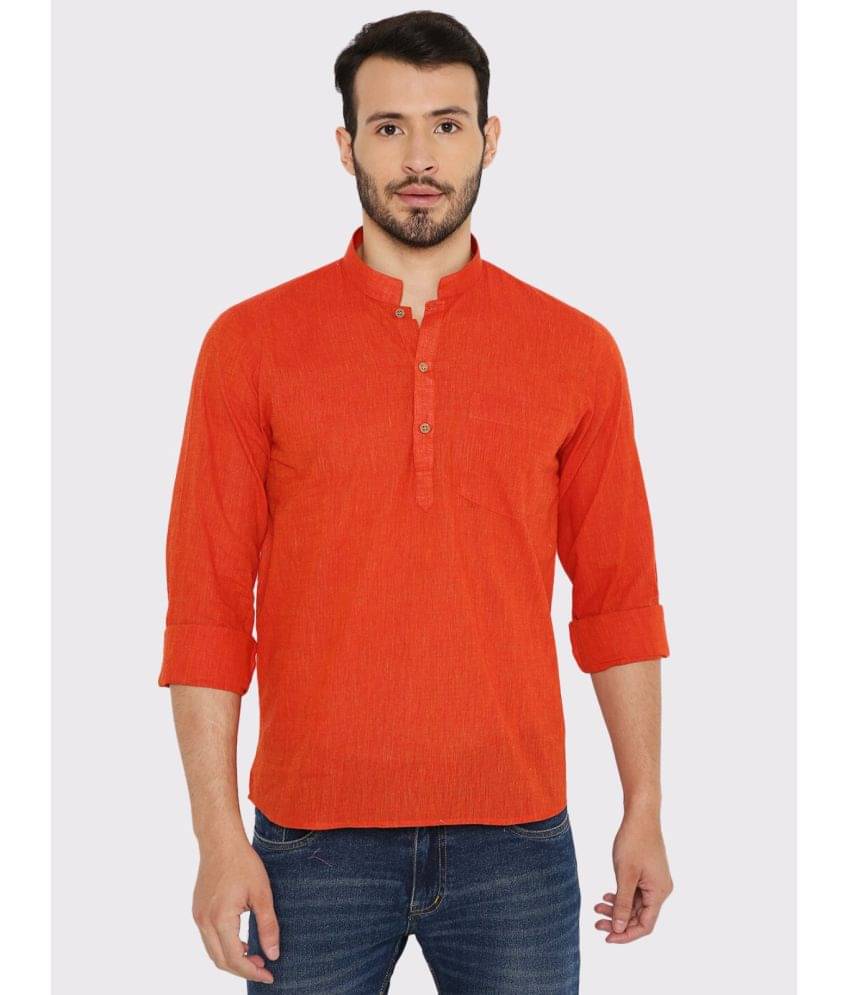 Maharaja - Orange Cotton Men's Regular Kurta ( Pack of 1 ) Maharaja - Orange Cotton Men's Regular Kurta ( Pack of 1 )