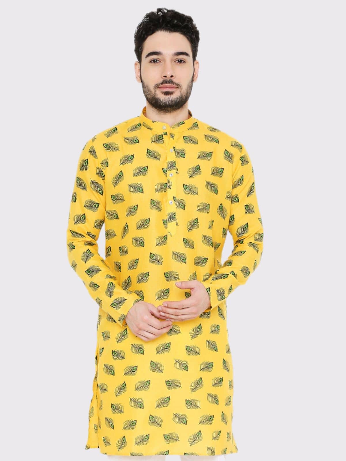 Maharaja - Yellow Cotton Blend Men's Regular Kurta ( Pack of 1 ) - Kurtas & Kurta Sets | Buy online on ZillyBuy