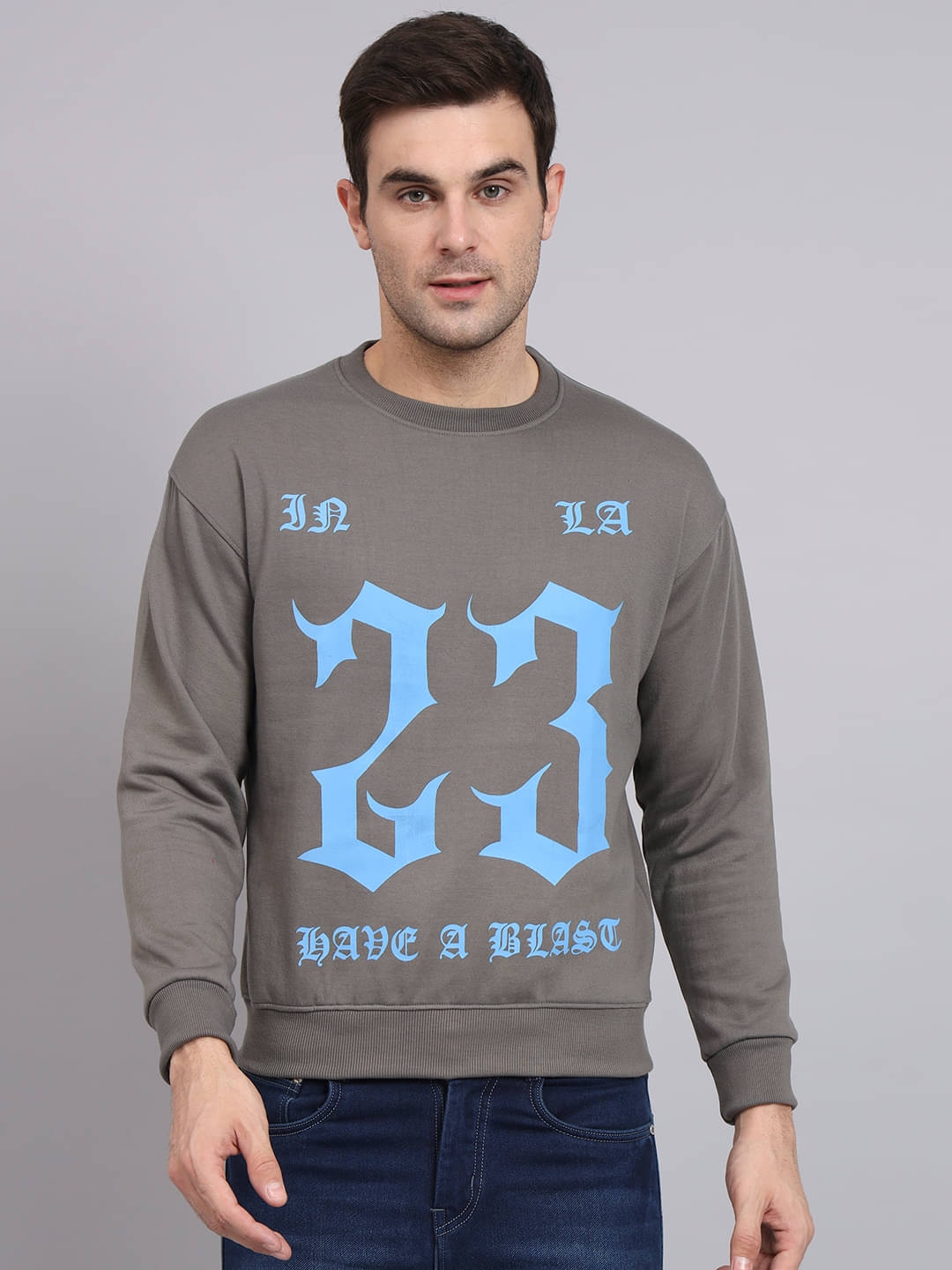 OBAAN - Grey Cotton Blend Regular Fit Men's Sweatshirt ( Pack of 1 ) OBAAN - Grey Cotton Blend Regular Fit Men's Sweatshirt ( Pack of 1 )