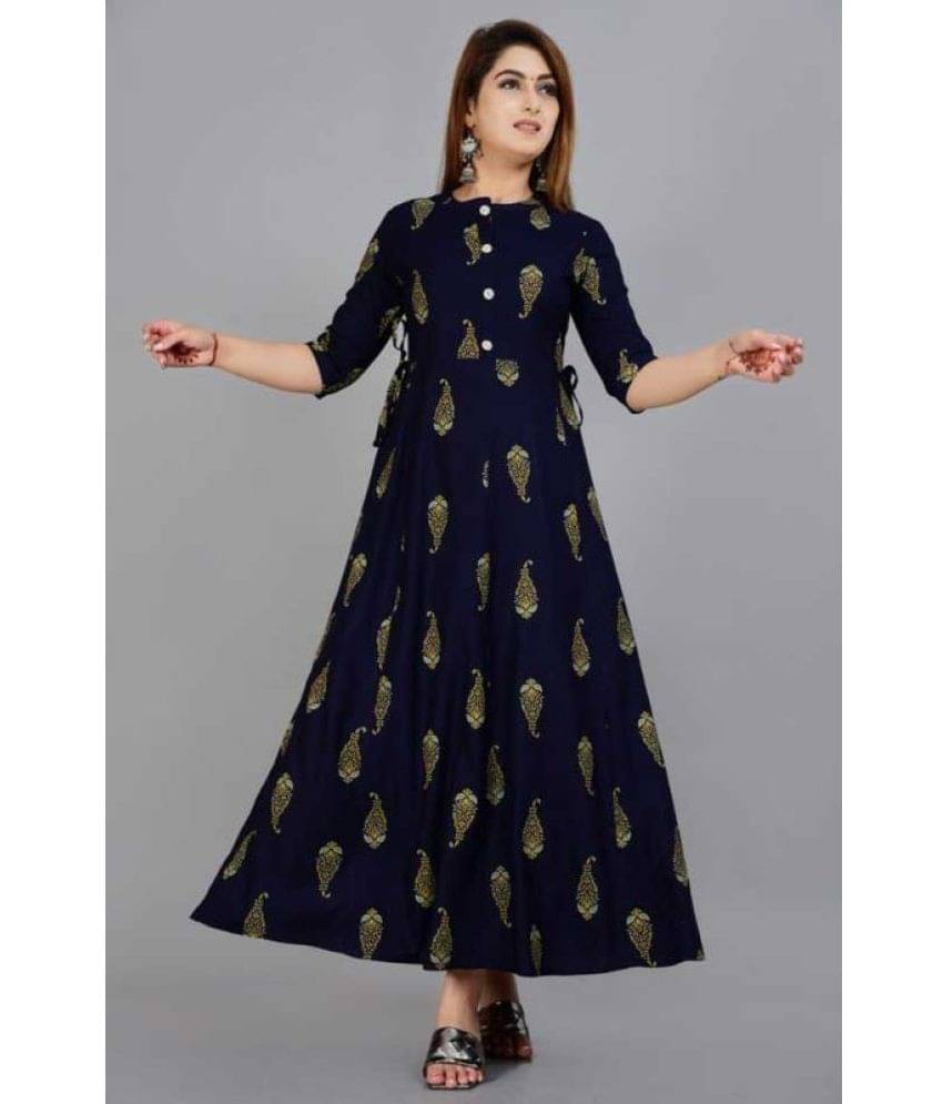     			Smien - Blue Rayon Women's Anarkali Kurti ( Pack of 1 )