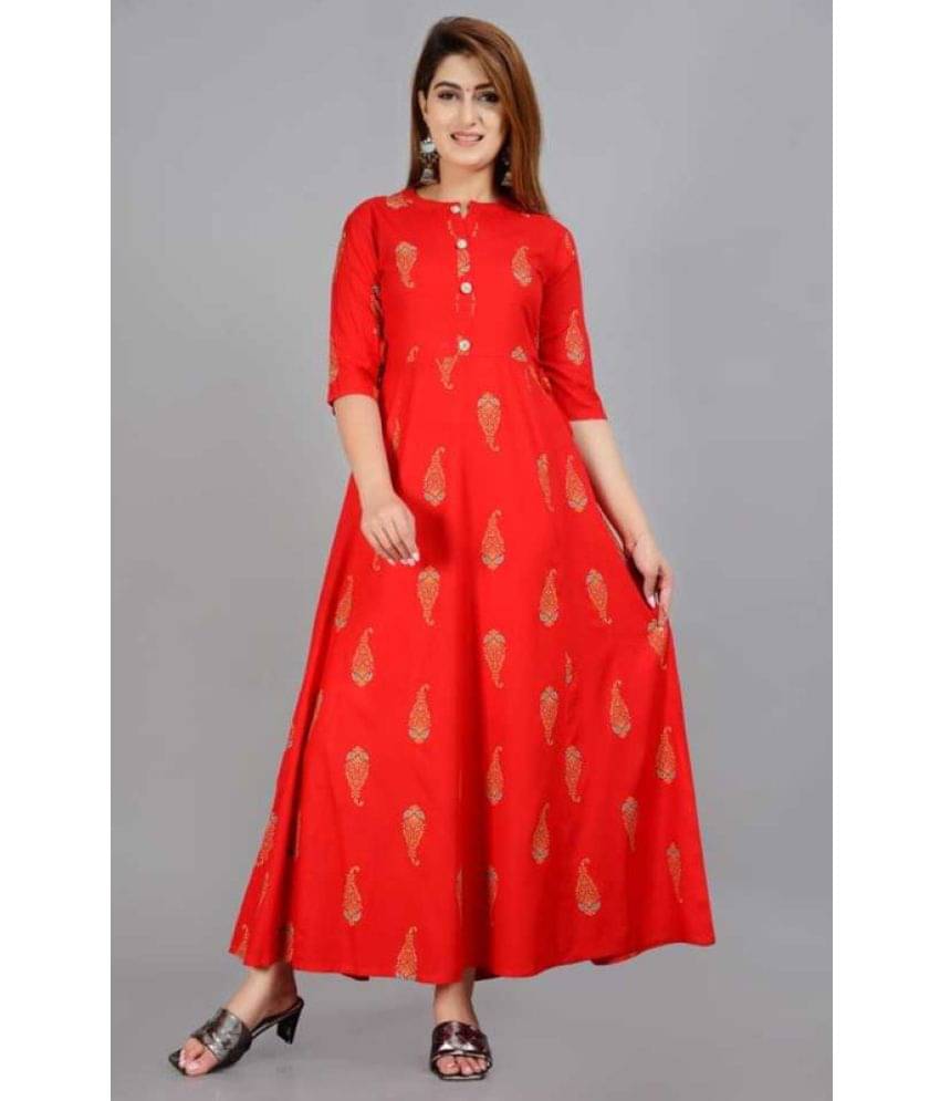     			Smien - Red Rayon Women's Anarkali Kurti ( Pack of 1 )