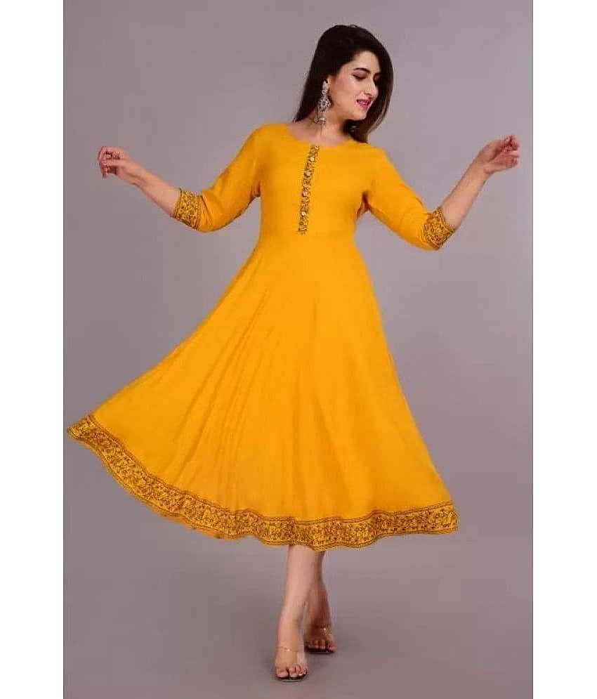 SIPET - Olive Rayon Women's Tiered Flared Kurti ( Pack of 1 ) - Kurtis, Tunics | Buy online on ZillyBuy