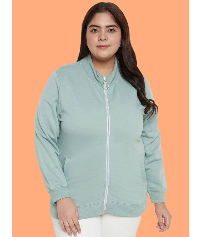     			AUSTIVO Fleece Green Zippered Sweatshirt
