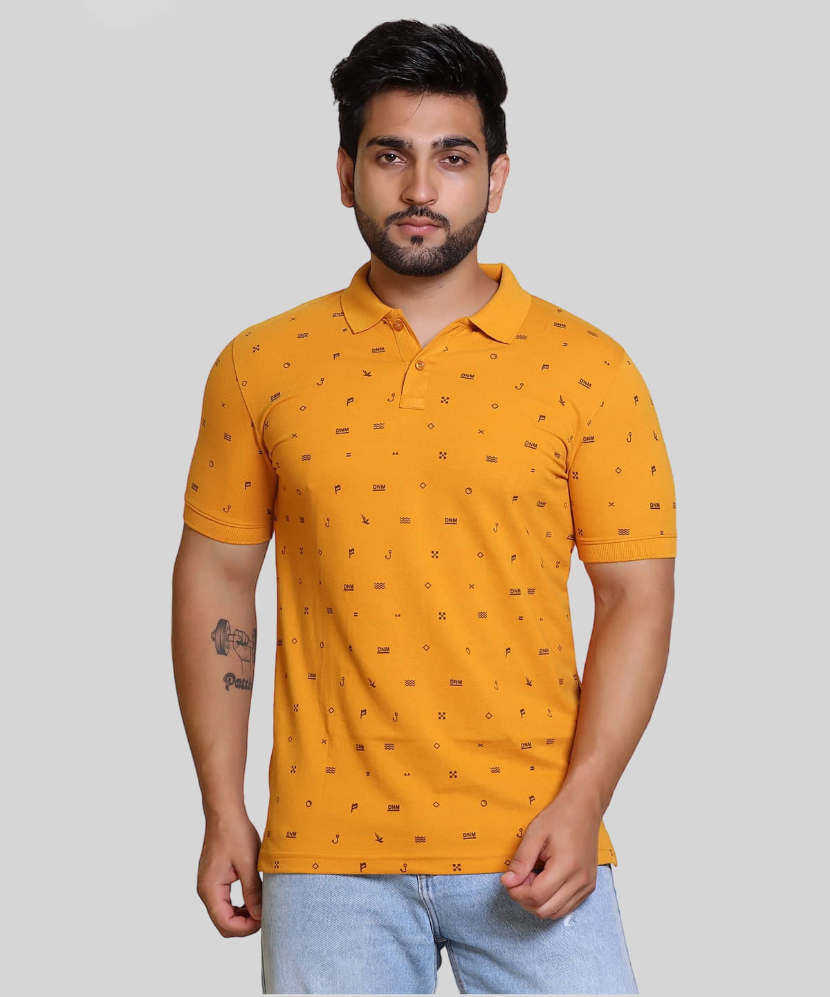 FLYIND VOGUE OUTFIT Men Cotton Regular Fit Printed Polo T Shirt ( Mustard ) FLYIND VOGUE OUTFIT Men Cotton Regular Fit Printed Polo T Shirt ( Mustard )