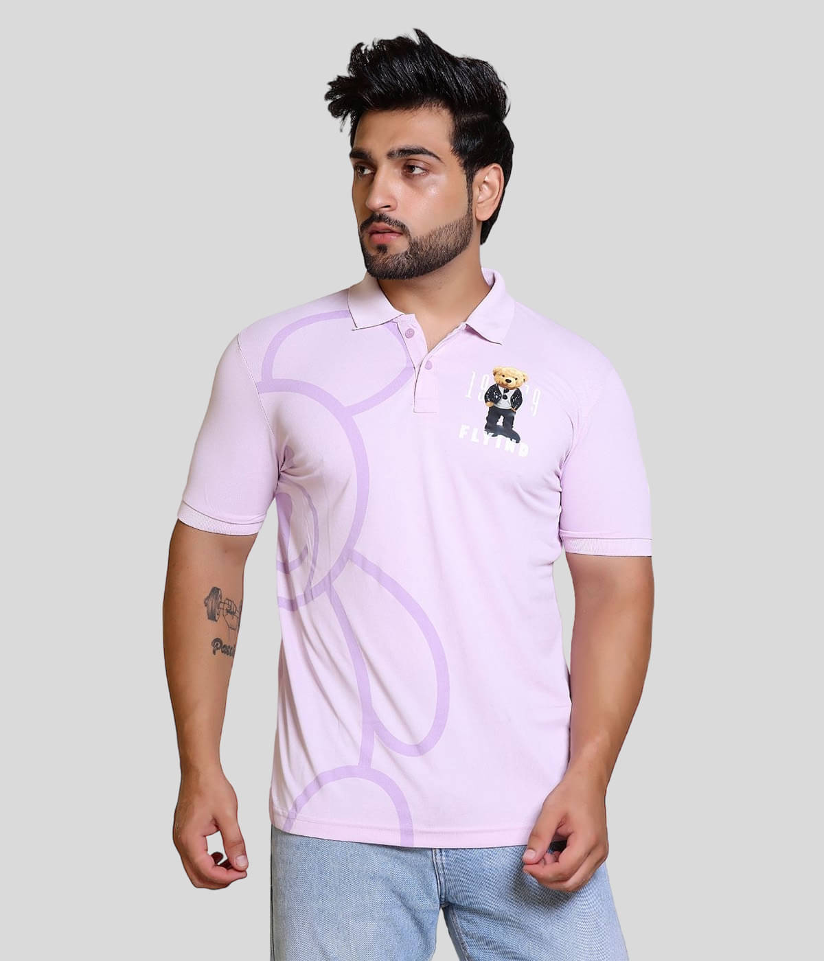     			FLYIND VOGUE OUTFIT Men Cotton Regular Fit Printed Polo T Shirt ( Purple )