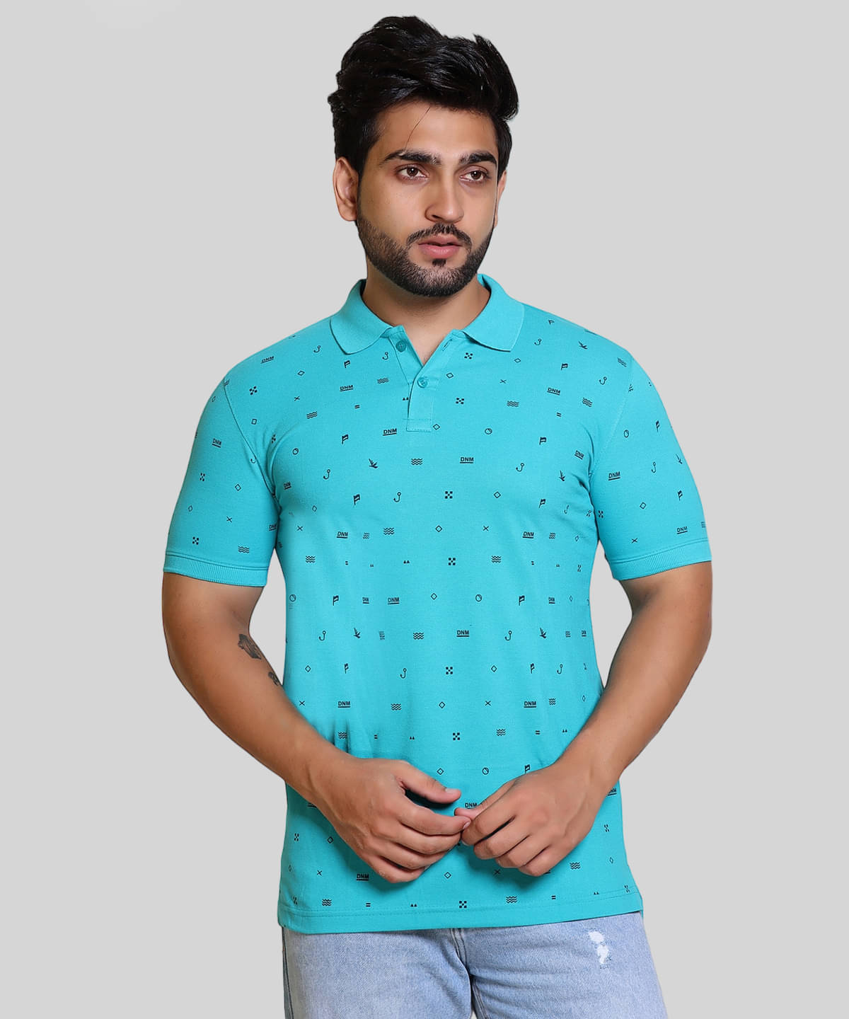 FLYIND VOGUE OUTFIT Men Cotton Regular Fit Printed Polo T Shirt ( Sky Blue ) FLYIND VOGUE OUTFIT Men Cotton Regular Fit Printed Polo T Shirt ( Sky Blue )