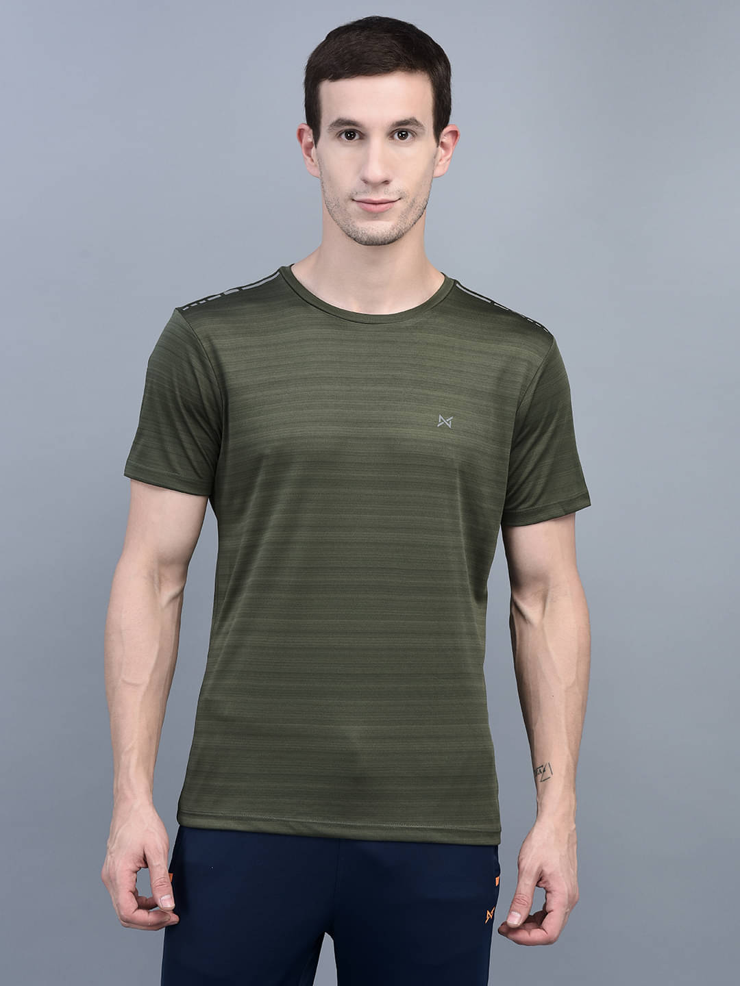 Force NXT Pack of 1 Cotton Blend Regular Fit Men's T-Shirt ( Olive ) Force NXT Pack of 1 Cotton Blend Regular Fit Men's T-Shirt ( Olive )