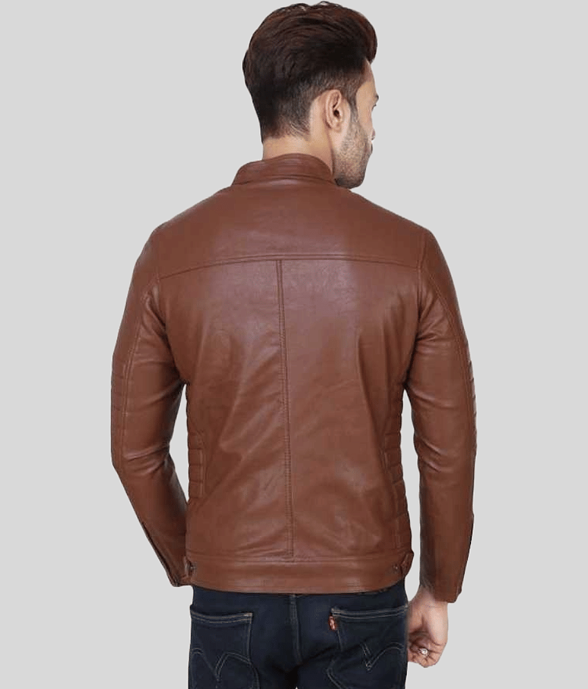 GARMADIAN - Brown PU Leather Regular Fit Men's Leather Jacket ( Pack of 1 )