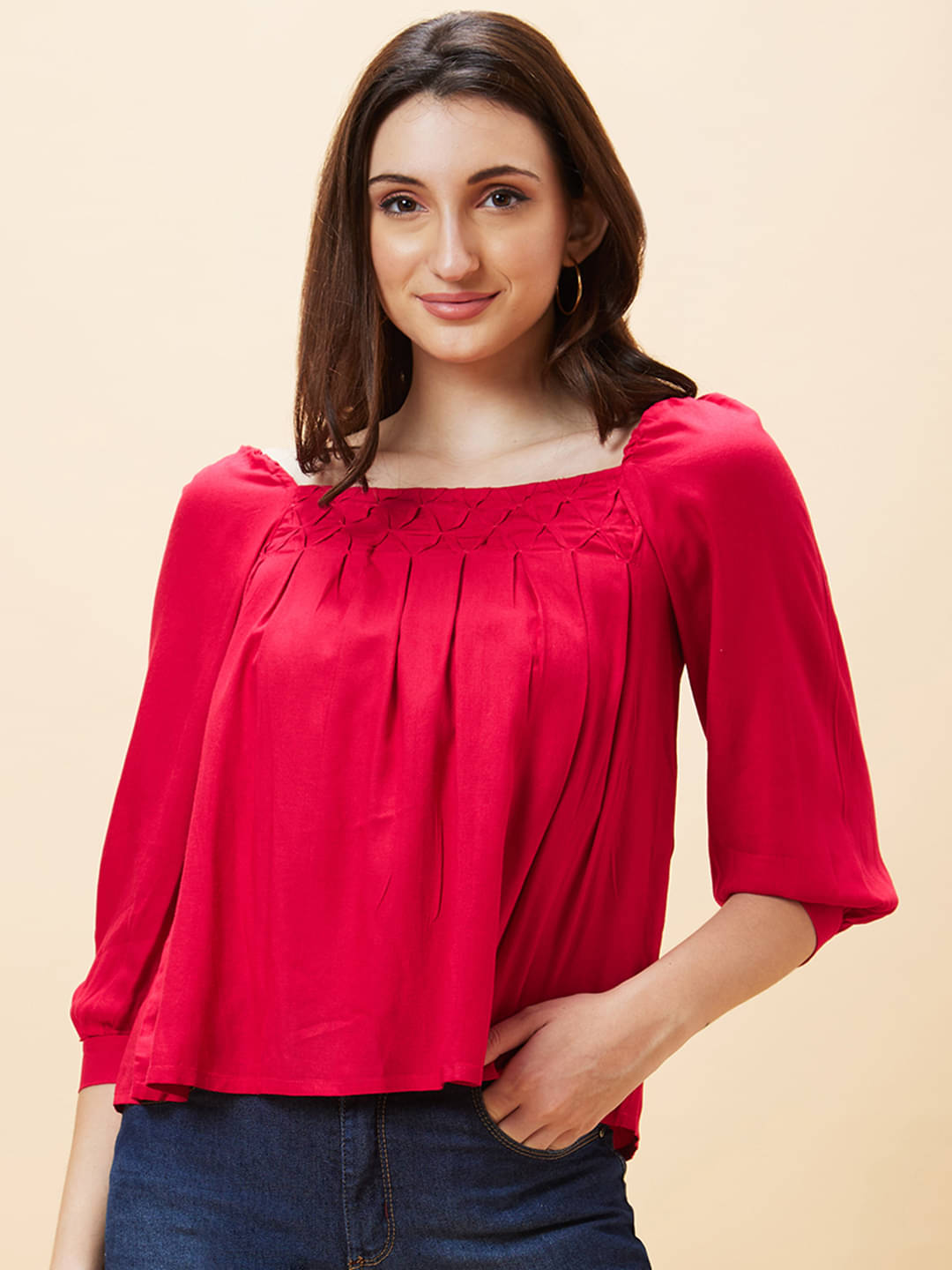 Globus - Pink Viscose Women's Regular Top ( Pack of 1 ) Globus - Pink Viscose Women's Regular Top ( Pack of 1 )