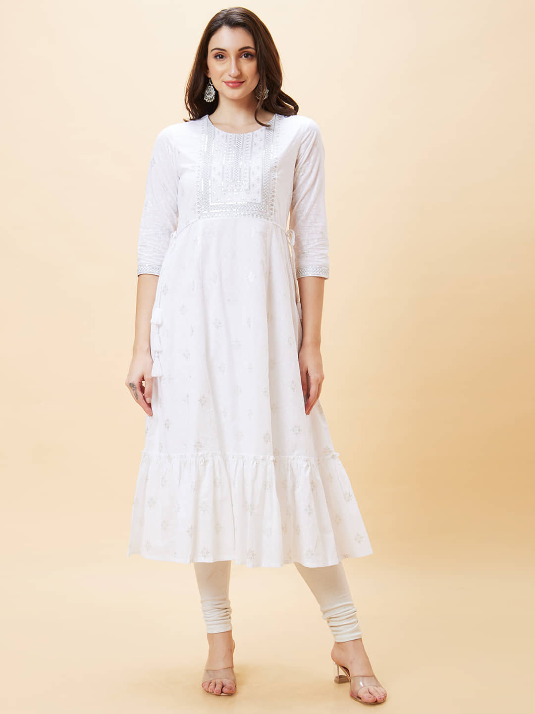 Globus - White Cotton Women's A-line Kurti ( Pack of 1 ) - Kurtis, Tunics | Buy online on ZillyBuy