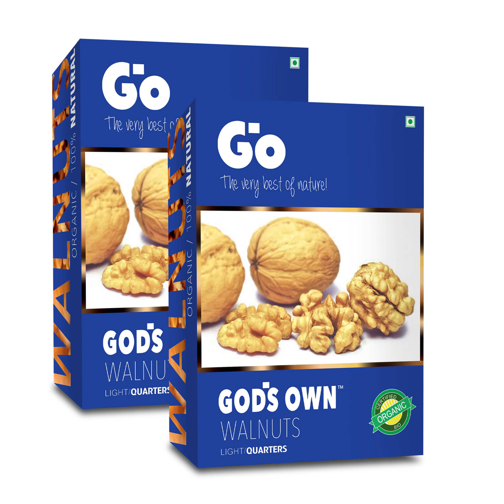     			Go Organic Kashmiri Light Quarters Walnuts Kernels (Without Shell) 500g, (250g x 2) | Fresh Walnuts | Kashmiri Walnuts | Healthy and Pure Walnuts