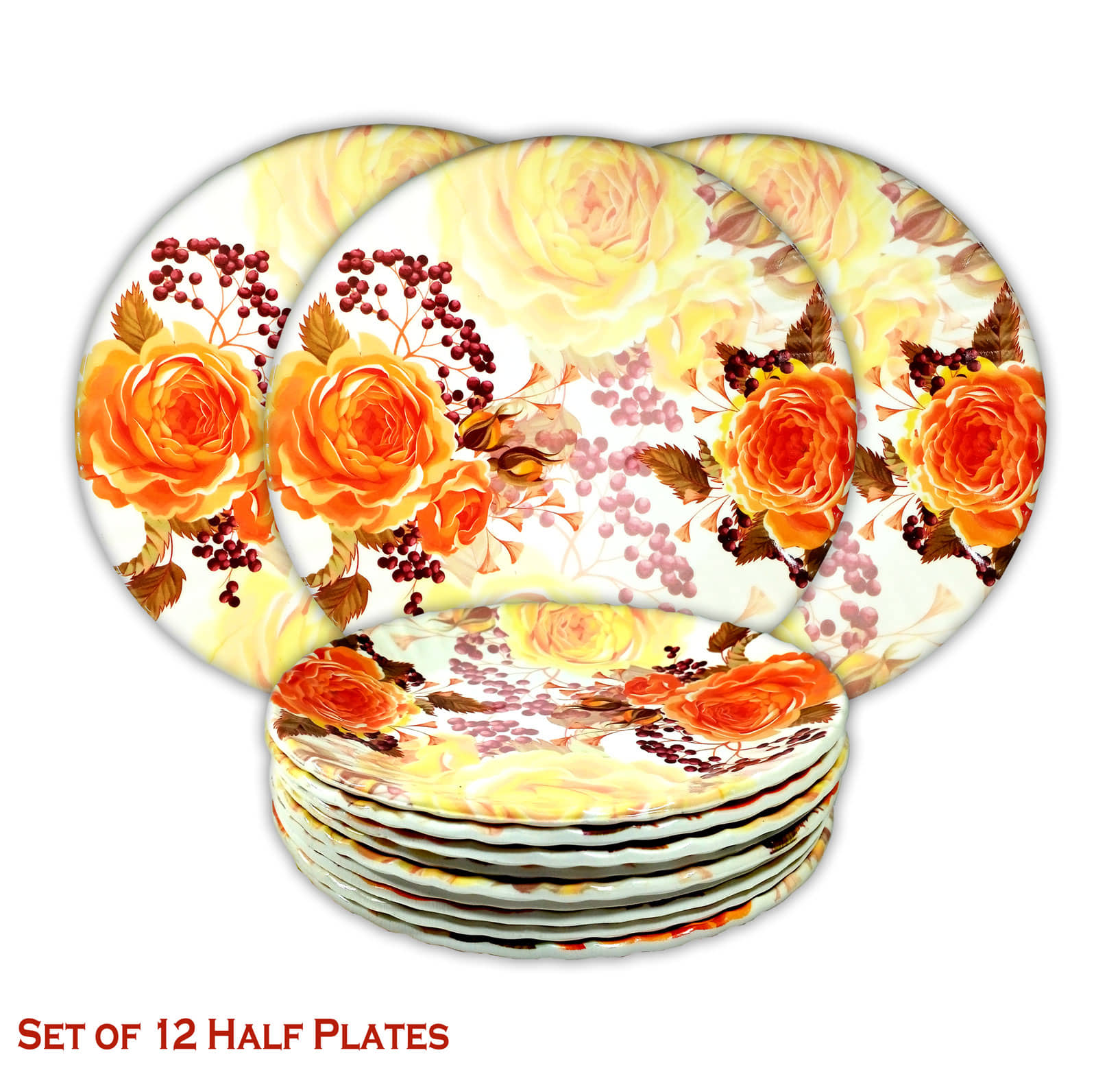 Inpro 12 Pcs Melamine Multi Color Half Plate