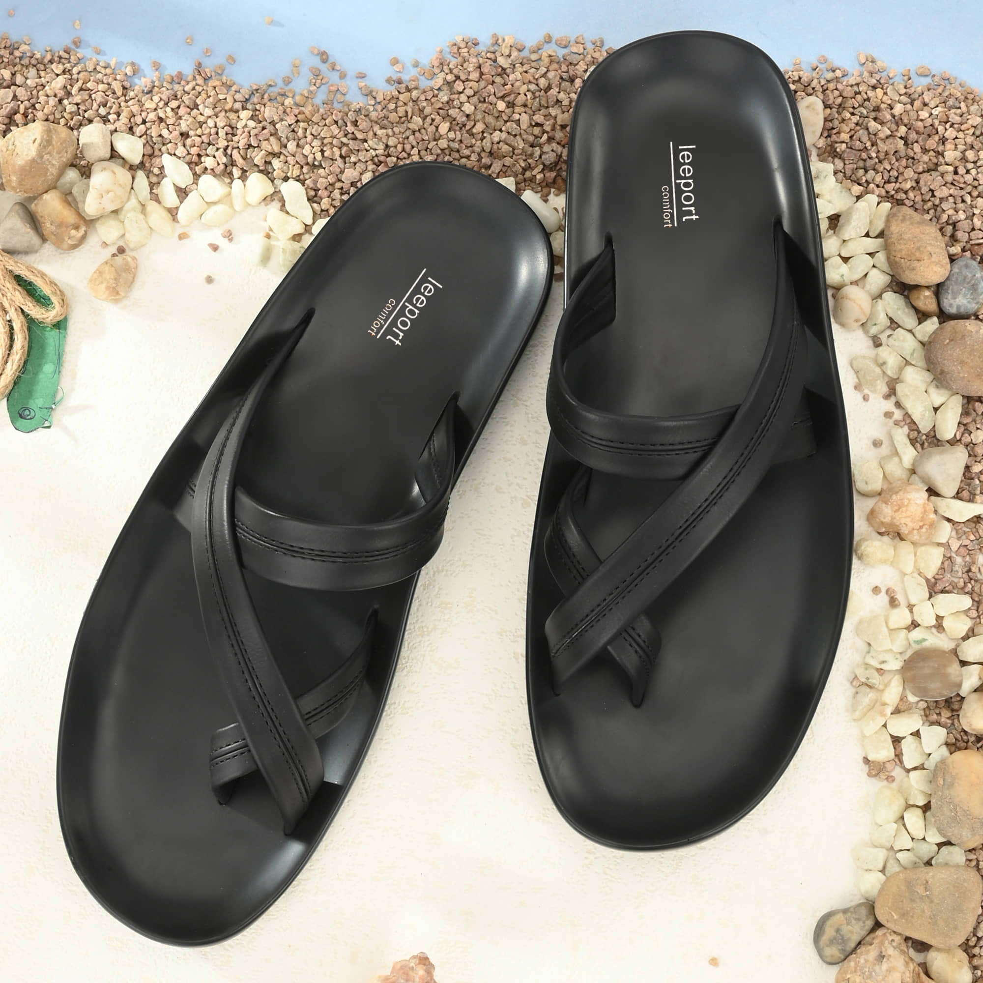 Leeport - Black PU Leather Slipper
