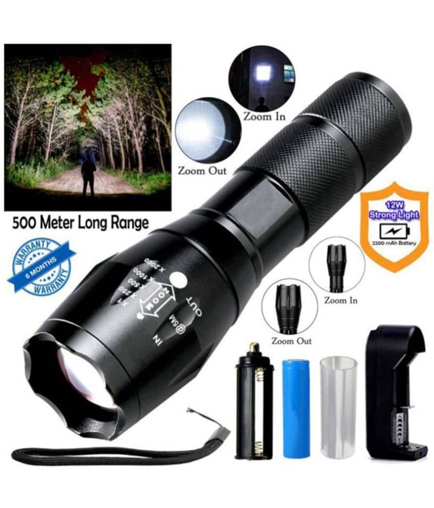 Let light Zoomable Waterproof Metal Body Chargeable LED 5 Mode Full Metal Body 12W Rechargeable Flashlight Torch Let light Zoomable Waterproof Metal Body Chargeable LED 5 Mode Full Metal Body 12W Rechargeable Flashlight Torch