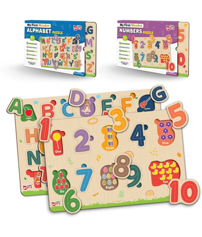Little Berry Wooden Puzzle Board with Pictures for Kids (Pack of 2): English ABC & 1-10 Numbers Counting - Knob & Peg Puzzles Games for Boys, Girls, Preschool Children - Learning & Education Wooden Toy Set - Fun & Learn Puzzle Tray With Knob For Kids Little Berry Wooden Puzzle Board with Pictures for Kids (Pack of 2): English ABC & 1-10 Numbers Counting - Knob & Peg Puzzles Games for Boys, Girls, Preschool Children - Learning & Education Wooden Toy Set - Fun & Learn Puzzle Tray With Knob For Kids