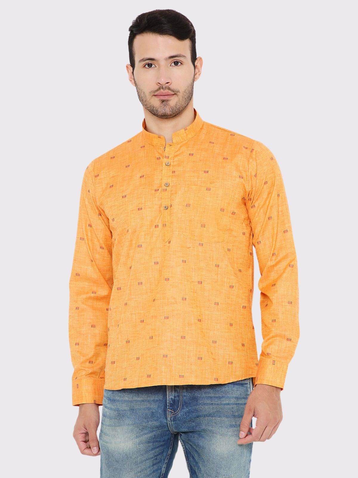     			Maharaja - Orange Linen Men's Regular Kurta ( Pack of 1 )