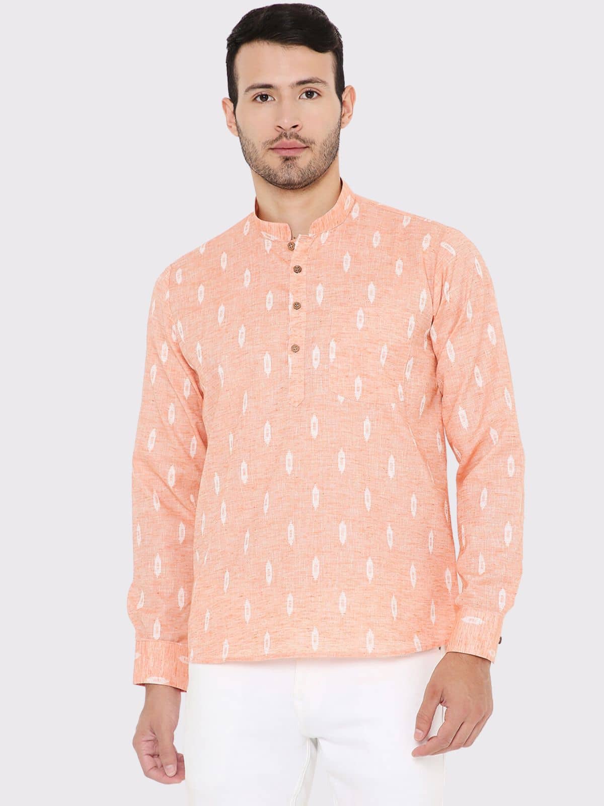 Maharaja - Peach Linen Men's Regular Kurta ( Pack of 1 ) - Kurtas & Kurta Sets | Buy online on ZillyBuy