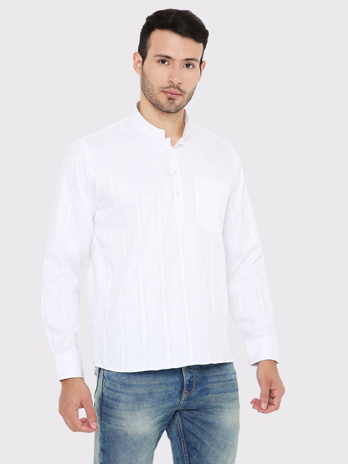 Maharaja - White Linen Men's Regular Kurta ( Pack of 1 ) - Kurtas & Kurta Sets | Buy online on ZillyBuy