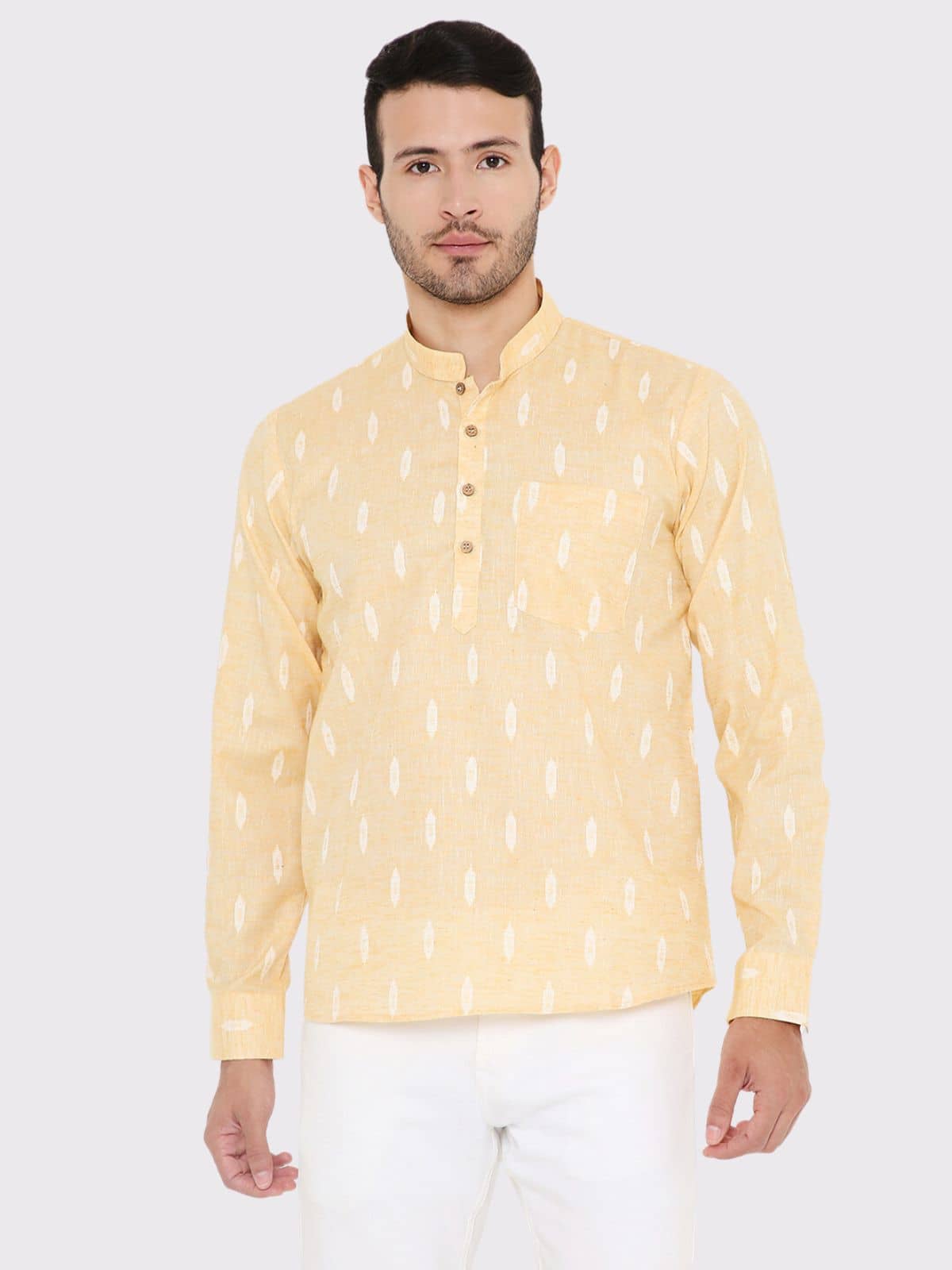 Maharaja - Yellow Linen Men's Regular Kurta ( Pack of 1 ) - Kurtas & Kurta Sets | Buy online on ZillyBuy