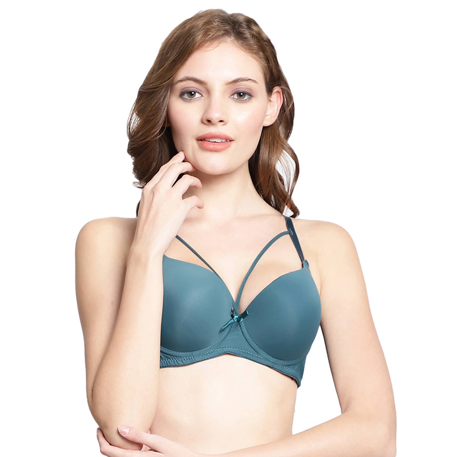 PrettyCat Polyester Lightly Padded Women's Push Up Bra ( Green ) PrettyCat Polyester Lightly Padded Women's Push Up Bra ( Green )