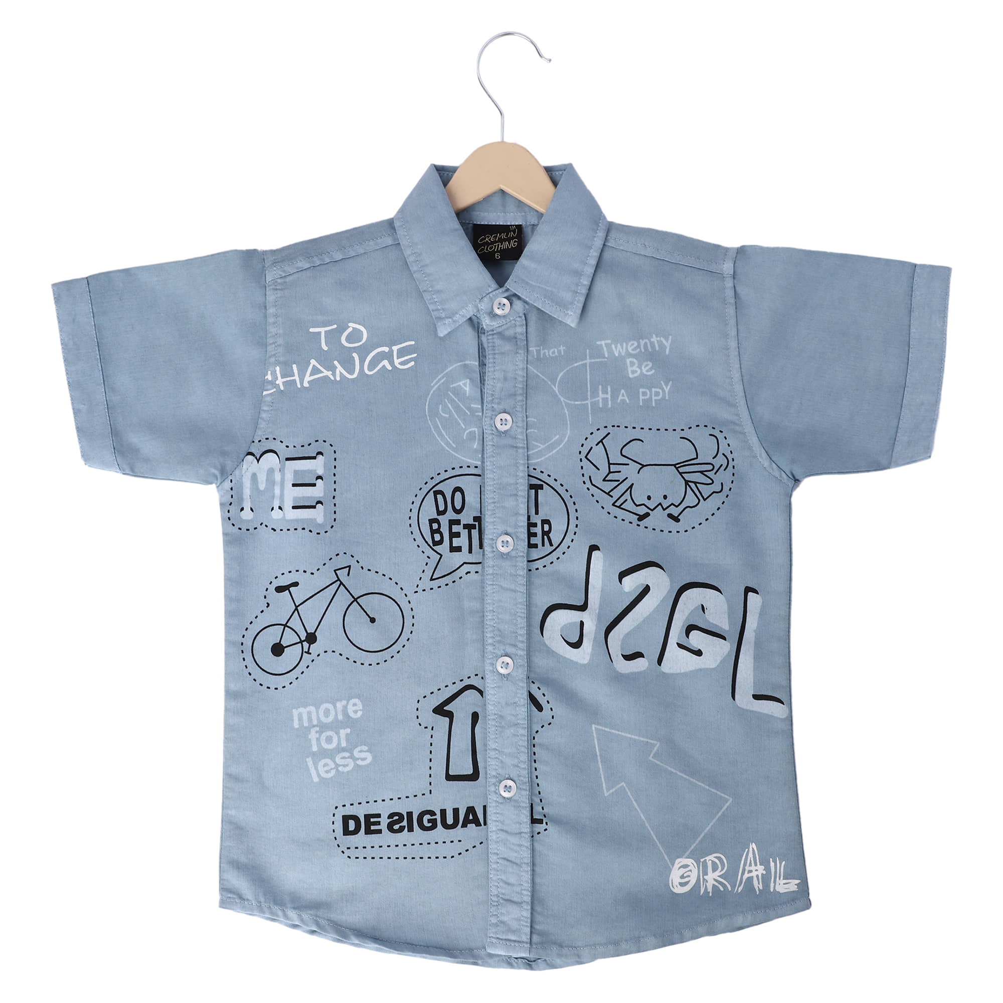 Cremlin Clothing Pack of 1 Boys Cotton Blend Half Sleeves Shirt ( Sky Blue )