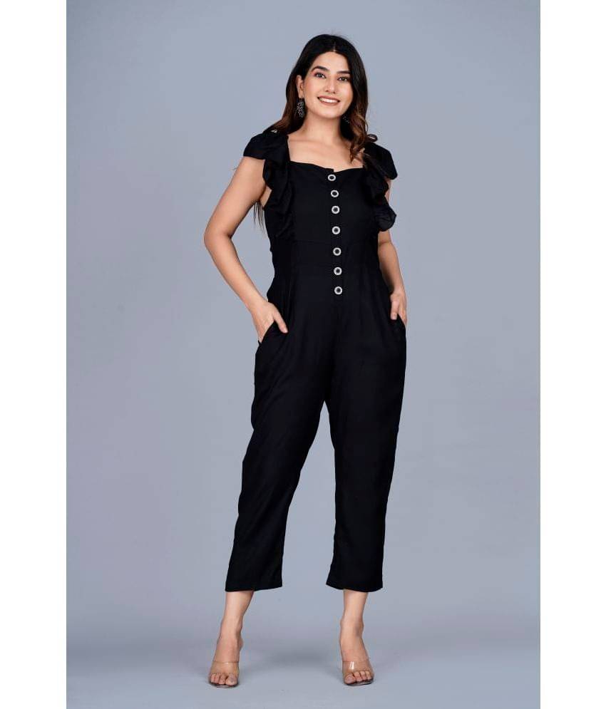 Smien - Black Rayon Regular Fit Women's Jumpsuit ( Pack of 1 ) Smien - Black Rayon Regular Fit Women's Jumpsuit ( Pack of 1 )