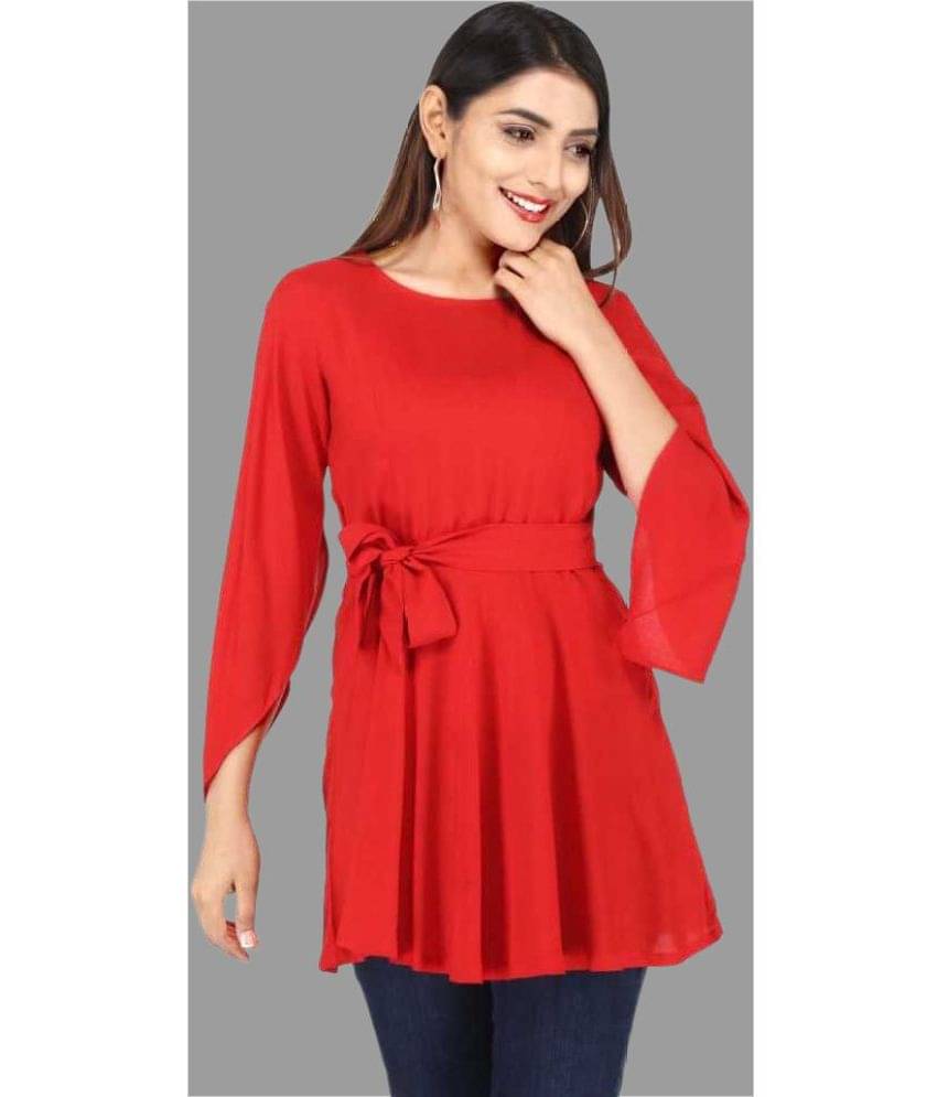 Smien Women's Rayon Tunic ( Red ) Smien Women's Rayon Tunic ( Red )