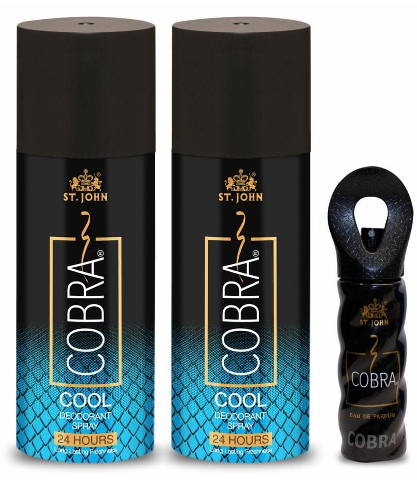     			ST.JOHN Cobra Cool 150ml*2 & Cobra 15ml Long Lasting Deodorant Spray & Perfume for Men - Pack of 3
