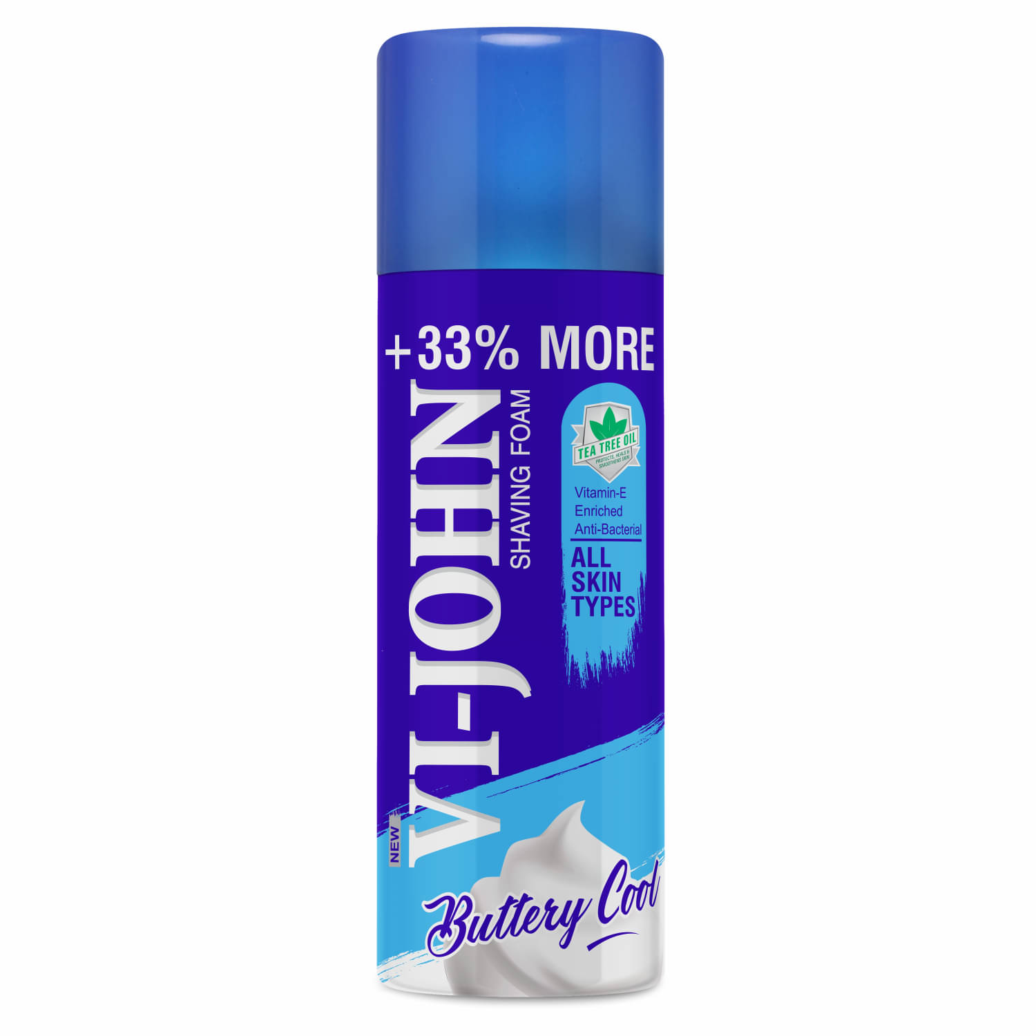 VI-JOHN All Skin Type Shaving Foam Enriched With Vitamin E,Tea Tree Oil 400g Pack of 1 VI-JOHN All Skin Type Shaving Foam Enriched With Vitamin E,Tea Tree Oil 400g Pack of 1