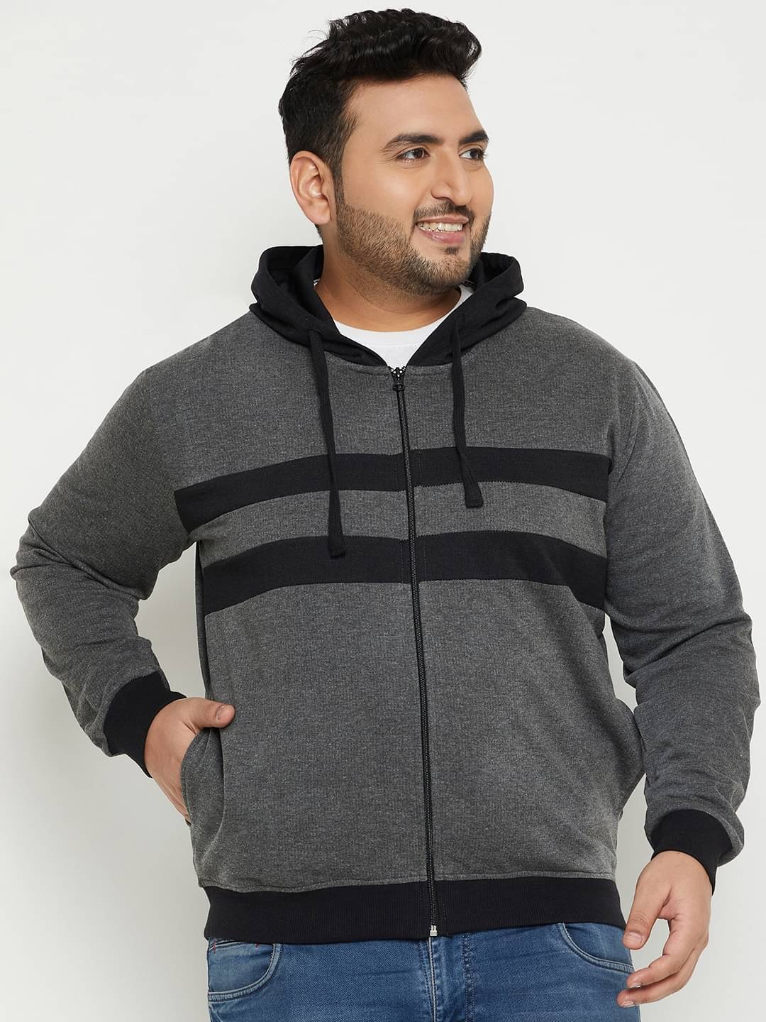     			AUSTIVO Fleece Hooded Men's Sweatshirt - Grey ( Pack of 1 )