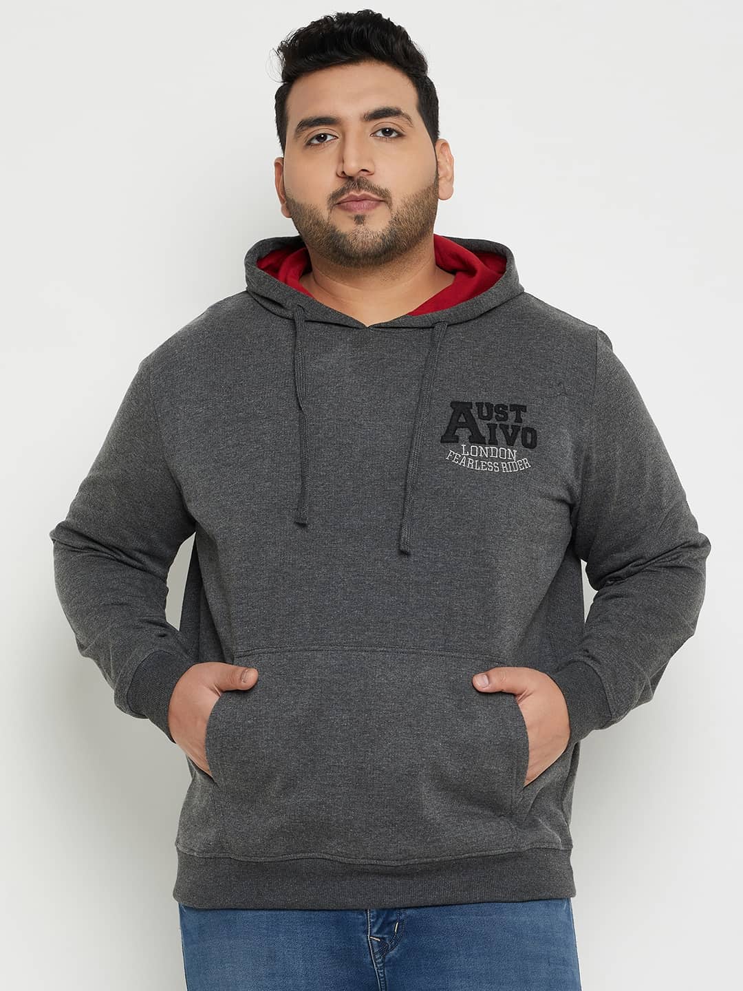 AUSTIVO Fleece Hooded Men's Sweatshirt - Dark Grey ( Pack of 1 )