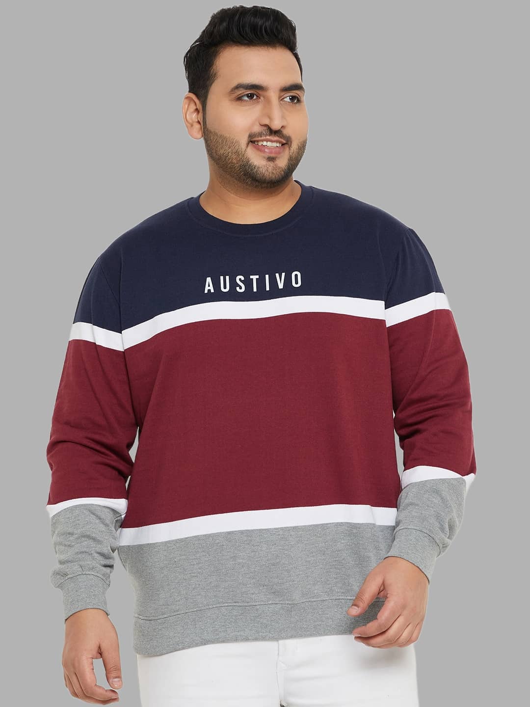 AUSTIVO Fleece Round Neck Men's Sweatshirt - Multi ( Pack of 1 )