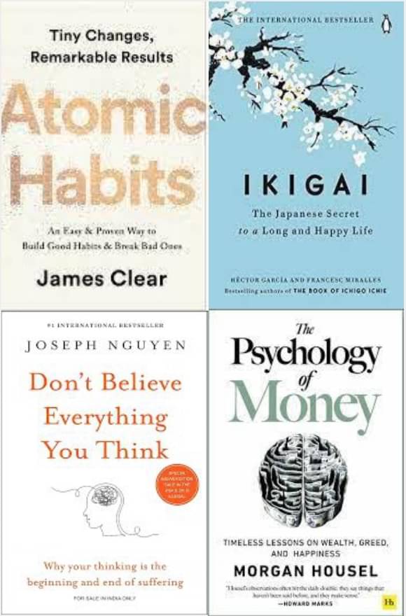 Atomic Habits + The Psychology of Money + Ikigai + Don't Believe Everything You Think Atomic Habits + The Psychology of Money + Ikigai + Don't Believe Everything You Think
