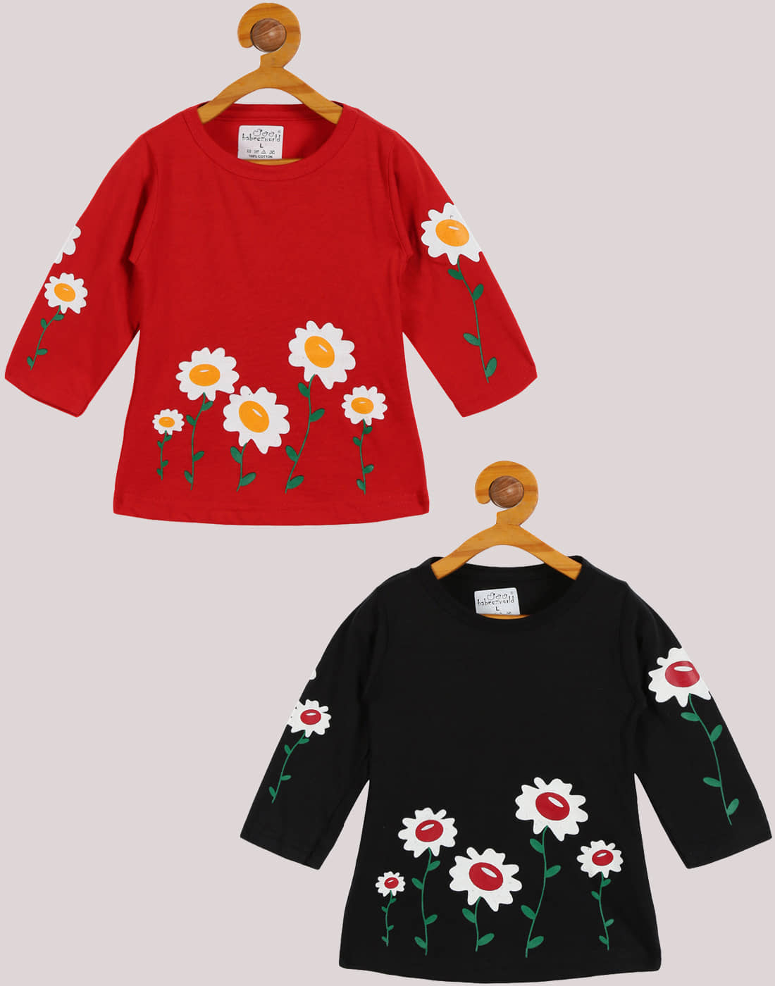 Babeezworld Pack of 2 Baby Girls Cotton T-Shirt ( Multi )