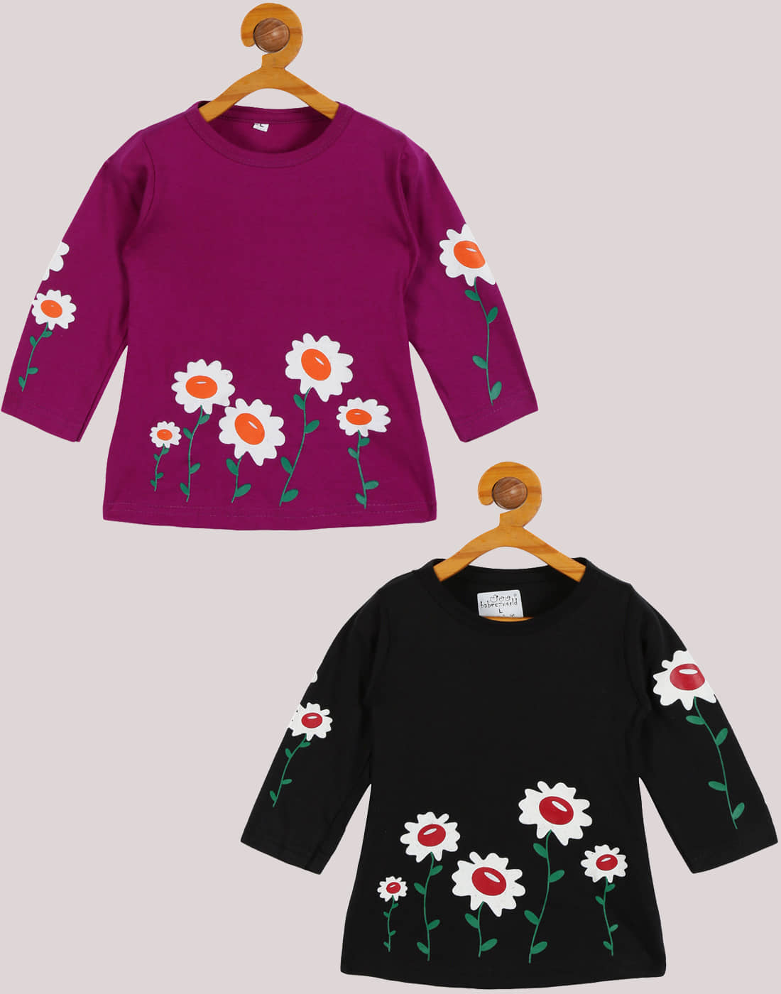 Babeezworld Pack of 2 Baby Girls Cotton T-Shirt ( Multi )