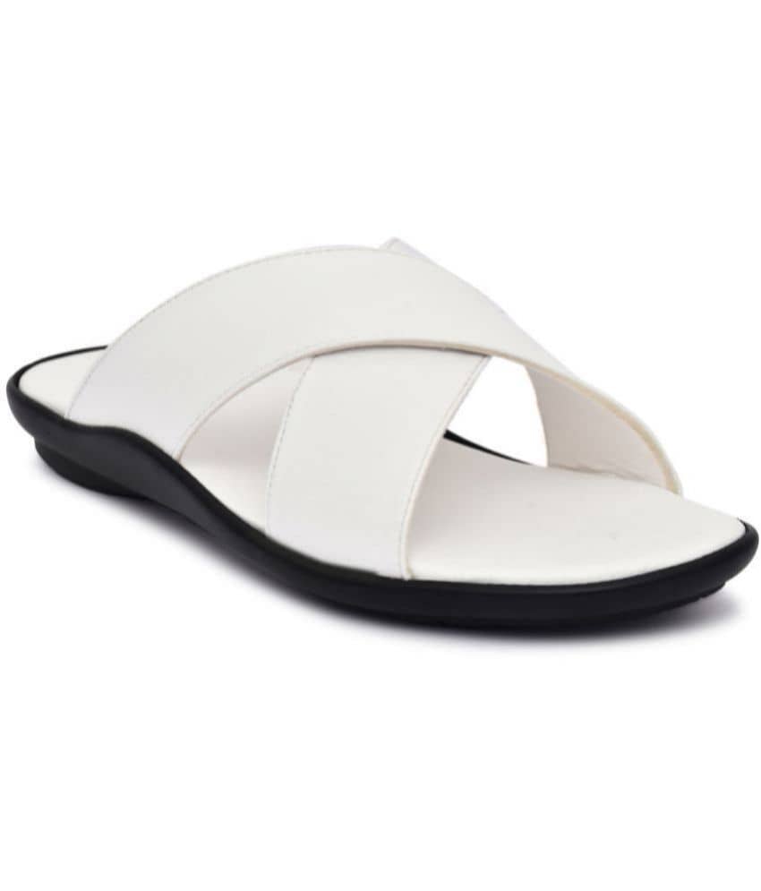 IVRAH - White Men's Leather Slipper