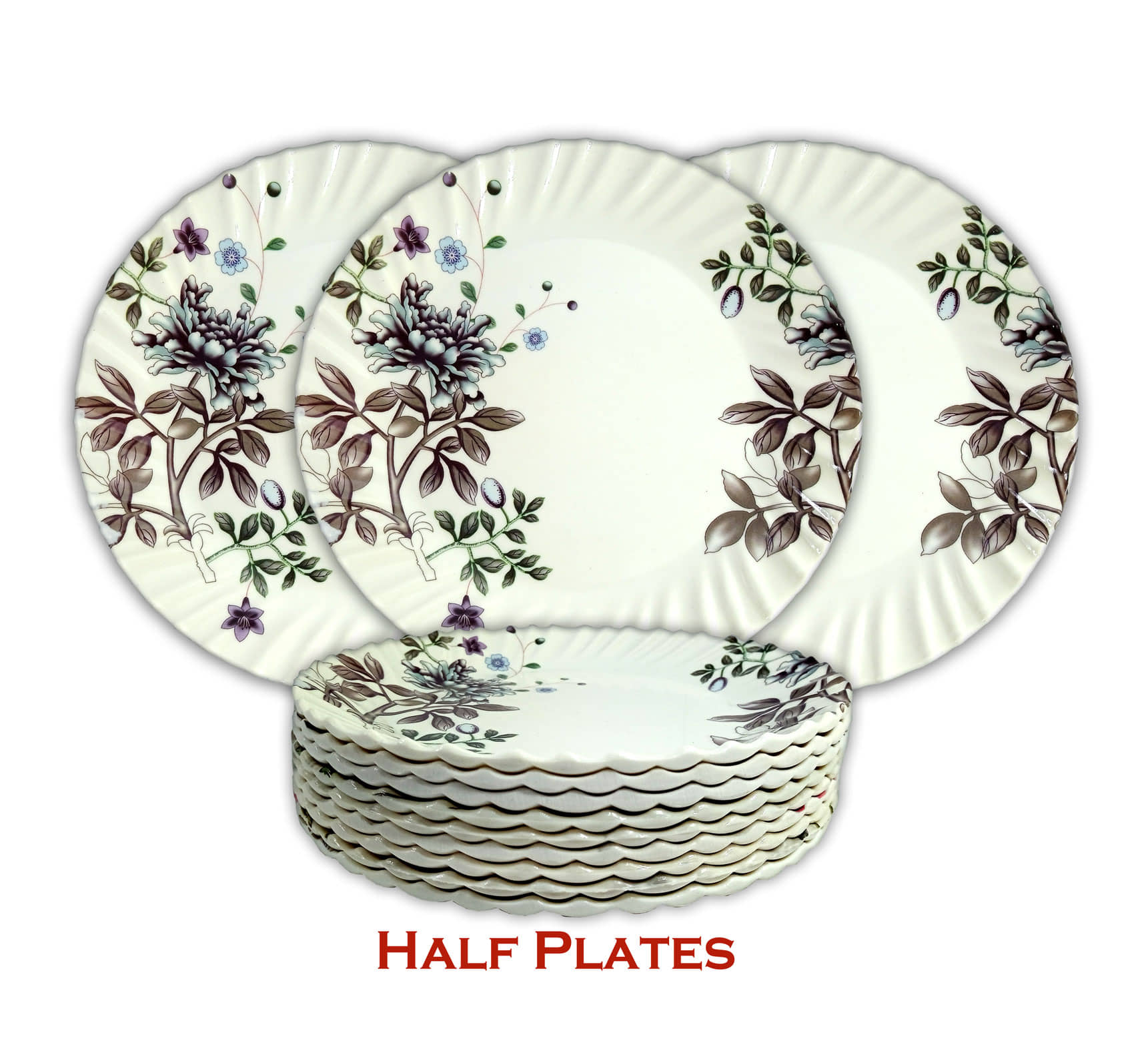 Inpro 12 Pcs Melamine Multi Color Half Plate