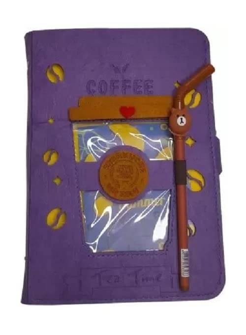     			JELLIFY Purple Coffee A5 Diary With Pen Designer 150 Pages Notebook Journal for Kids Girls Boys Writing Drawing (Random Designs) Best Gifts