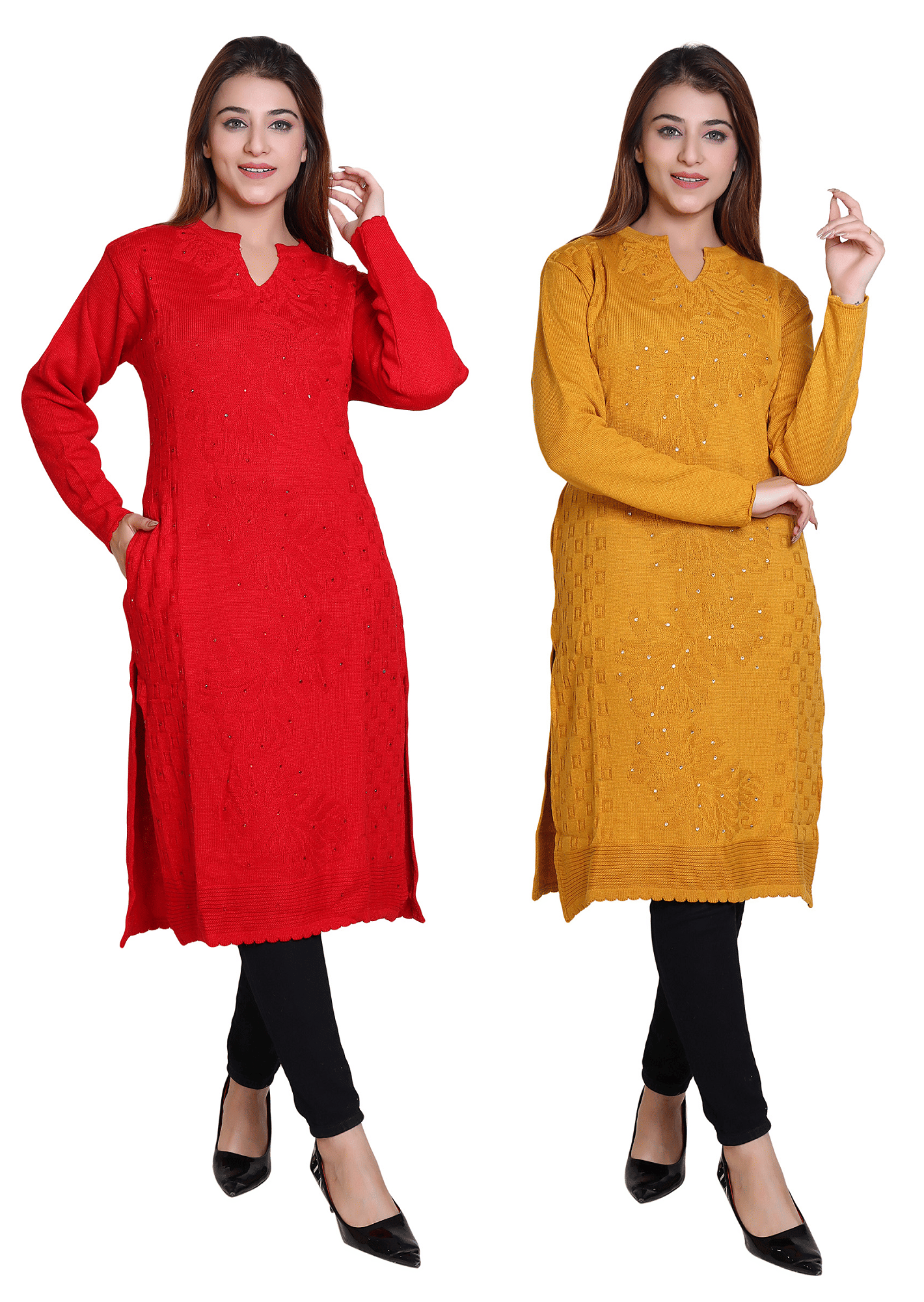 Japroz - Multicolor Woollen Women's Straight Kurti ( Pack of 2 ) - Kurtis, Tunics | Buy online on ZillyBuy