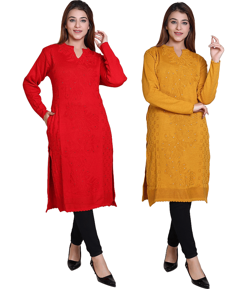 Japroz - Multicolor Woollen Women's Straight Kurti ( Pack of 2 ) - Kurtis, Tunics | Buy online on ZillyBuy
