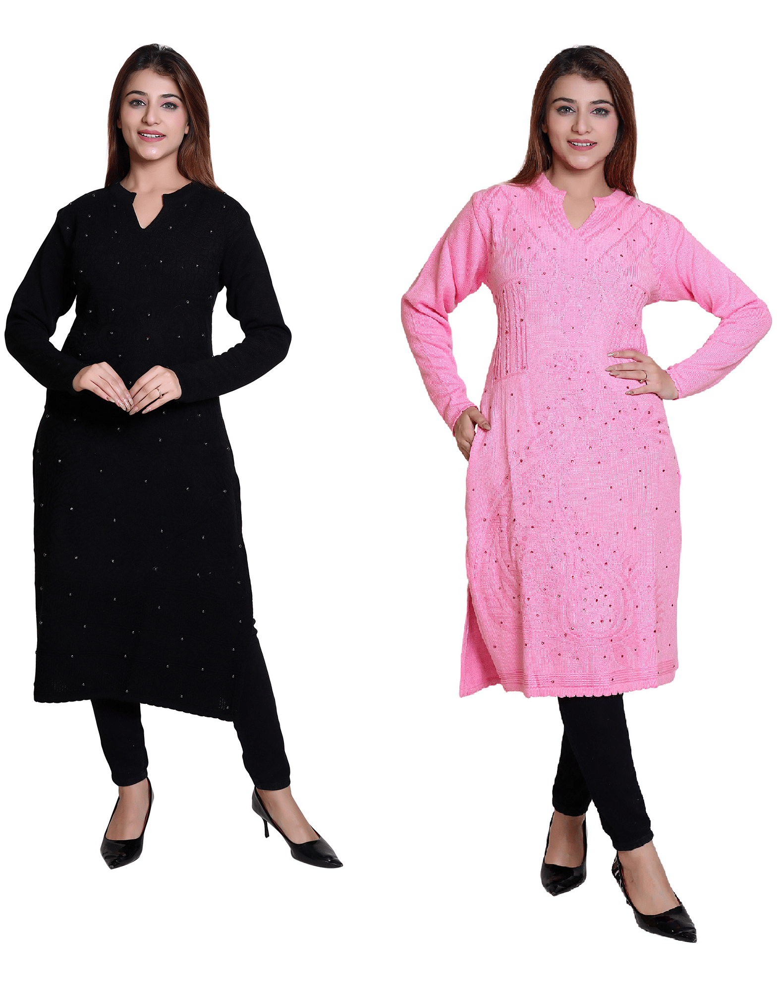 Japroz Woollen Embellished Straight Women's Kurti - Multicolor ( Pack of 2 ) - Kurtis, Tunics | Buy online on ZillyBuy